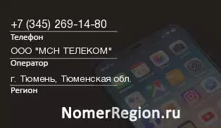 Кто звонил с 3452691480 - регион и оператор